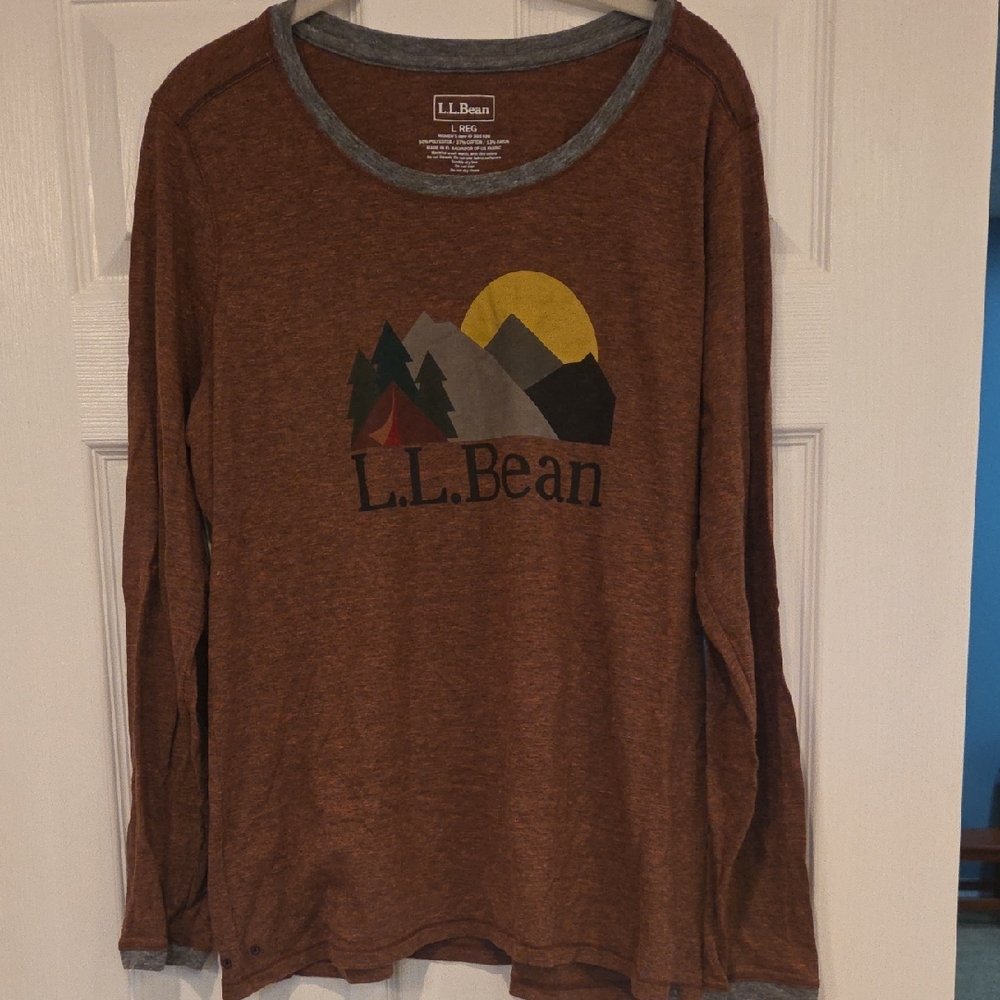 L.L. Bean Women's Rust and Gray Long Sleeve